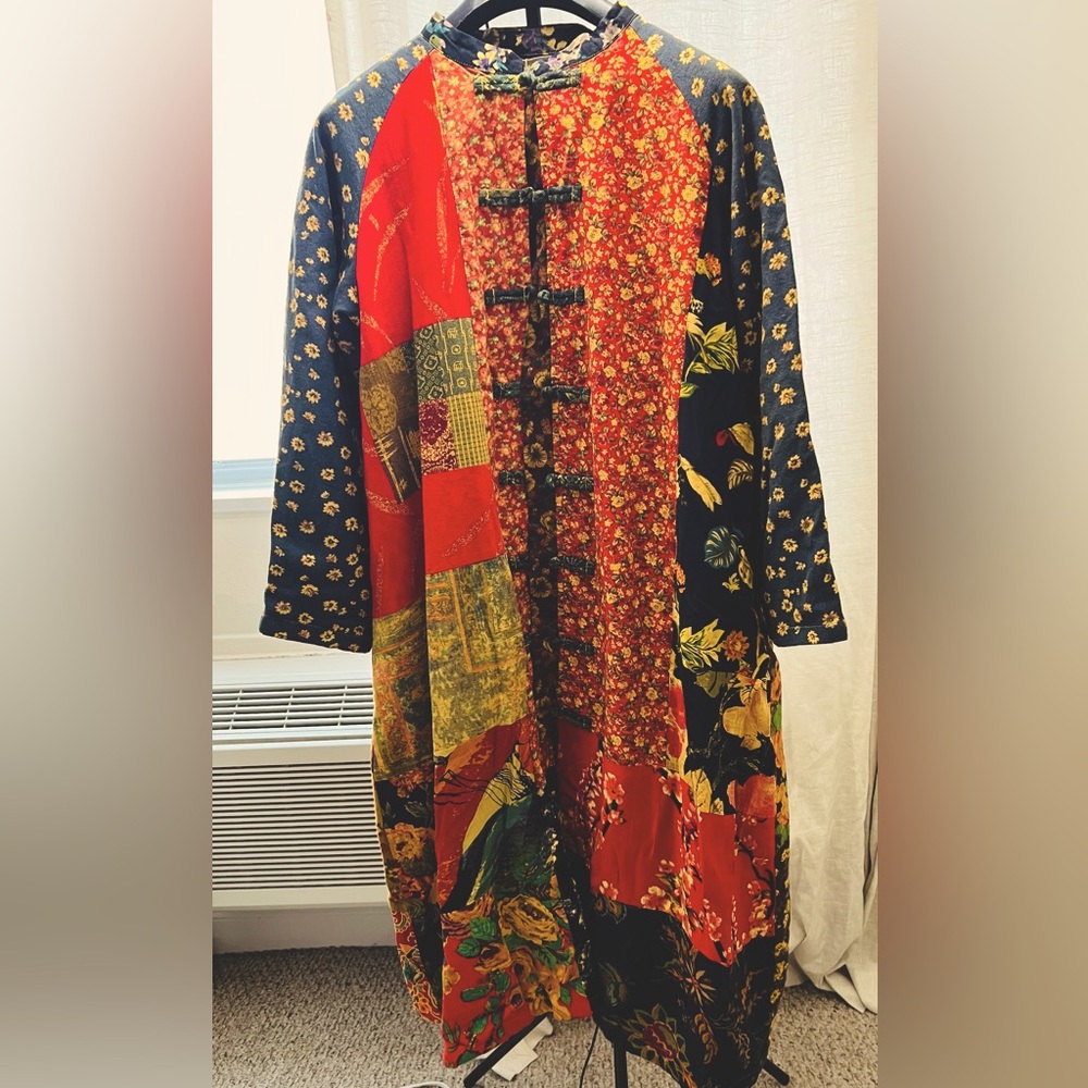 Chinese style patchwork long coat